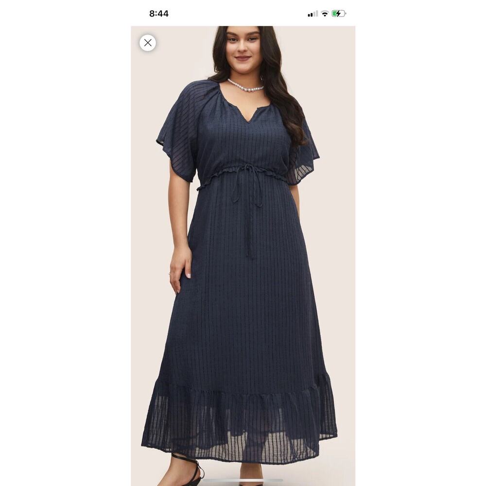 Bloom Chic Navy Maxi Dress Womens Size 10 Flutter Sleeve